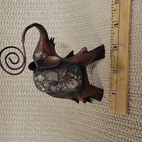 Bronze Metal Glass Inlay 5" Elephant Figure/Picture Holder, Unbranded - Picture 5 of 6